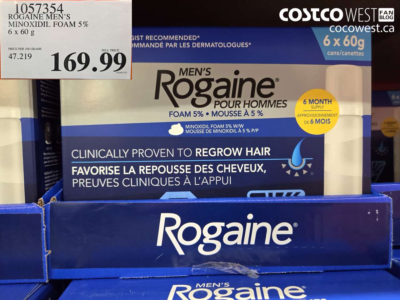 1057354 ROGAINE MEN'S MINOXIDIL FOAM 5% 6 X 60G $169.99