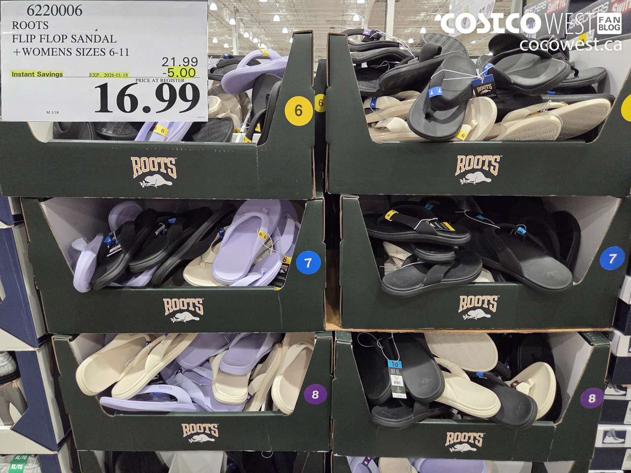 6220006 ROOTS FLIP FLOP SANDAL WOMENS SIZES 6-11 ($5.00 INSTANT SAVINGS EXPIRES ON 2026-01-18) $16.99