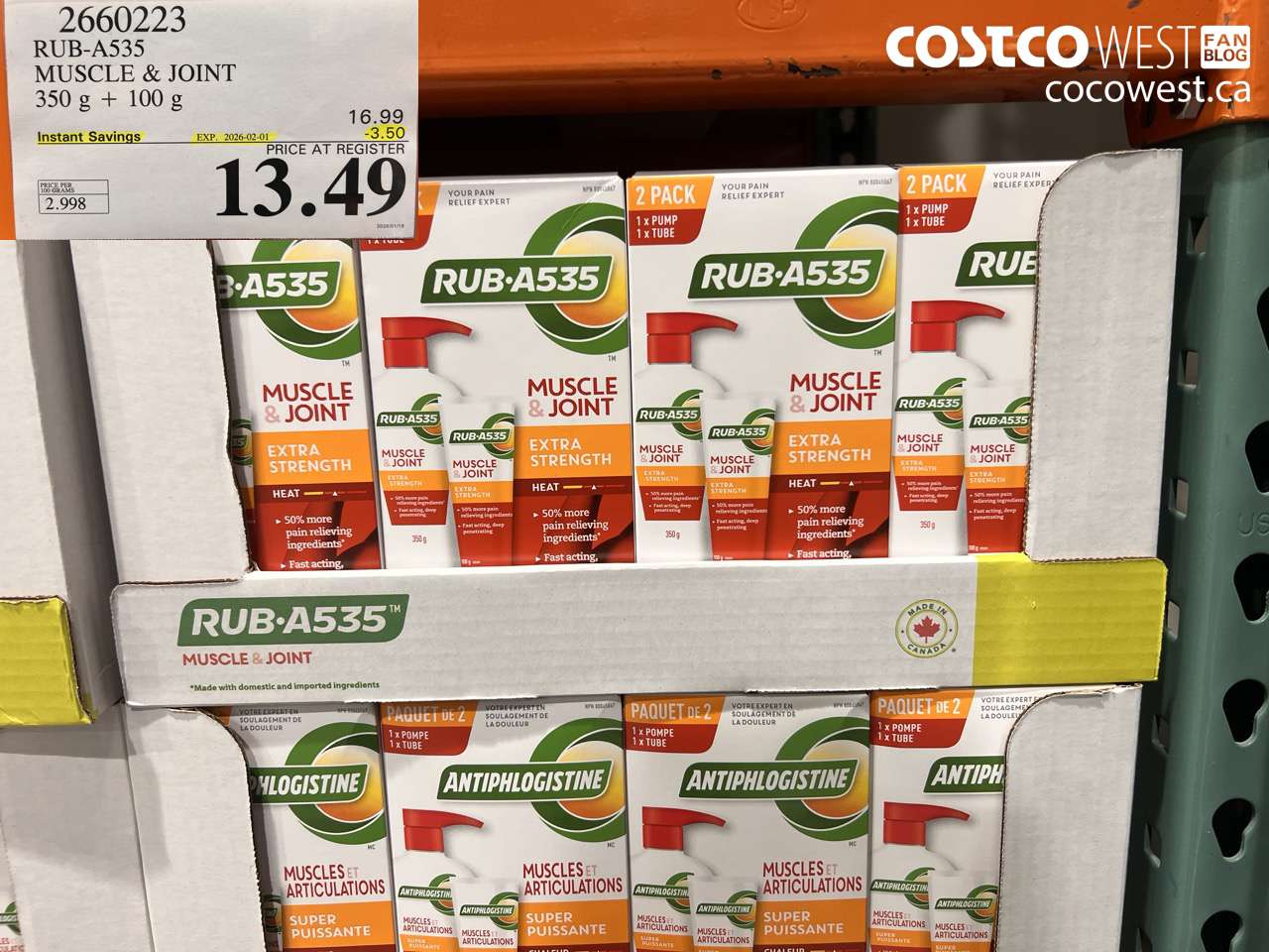 2660223 RUB-A535 MUSCLE & JOINT 350G + 100G ($3.50 INSTANT SAVINGS EXPIRES ON 2026-02-01) $13.49