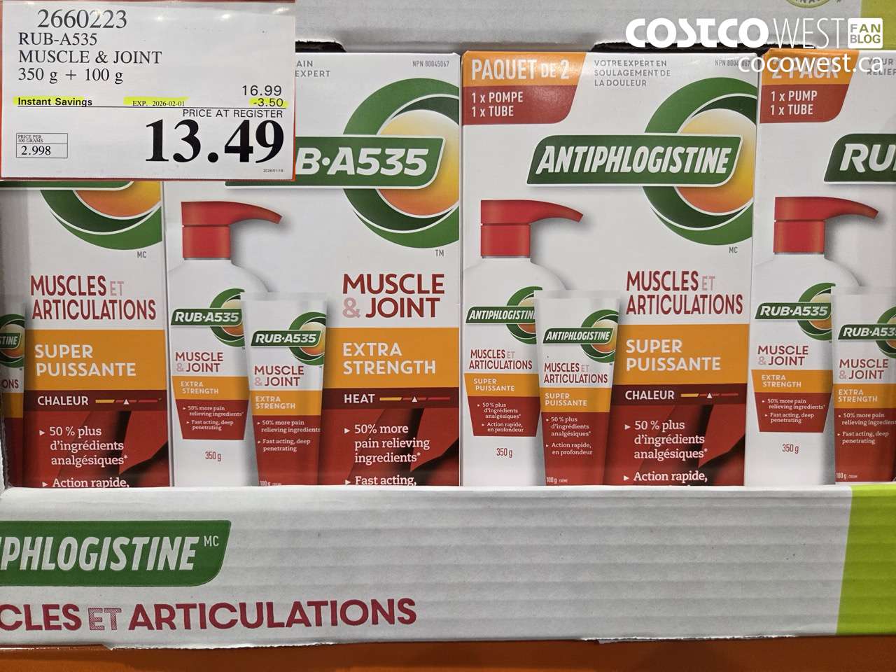 2660223 RUB-A535 MUSCLE & JOINT 350G + 100G ($3.50 INSTANT SAVINGS EXPIRES ON 2026-02-01) $13.49