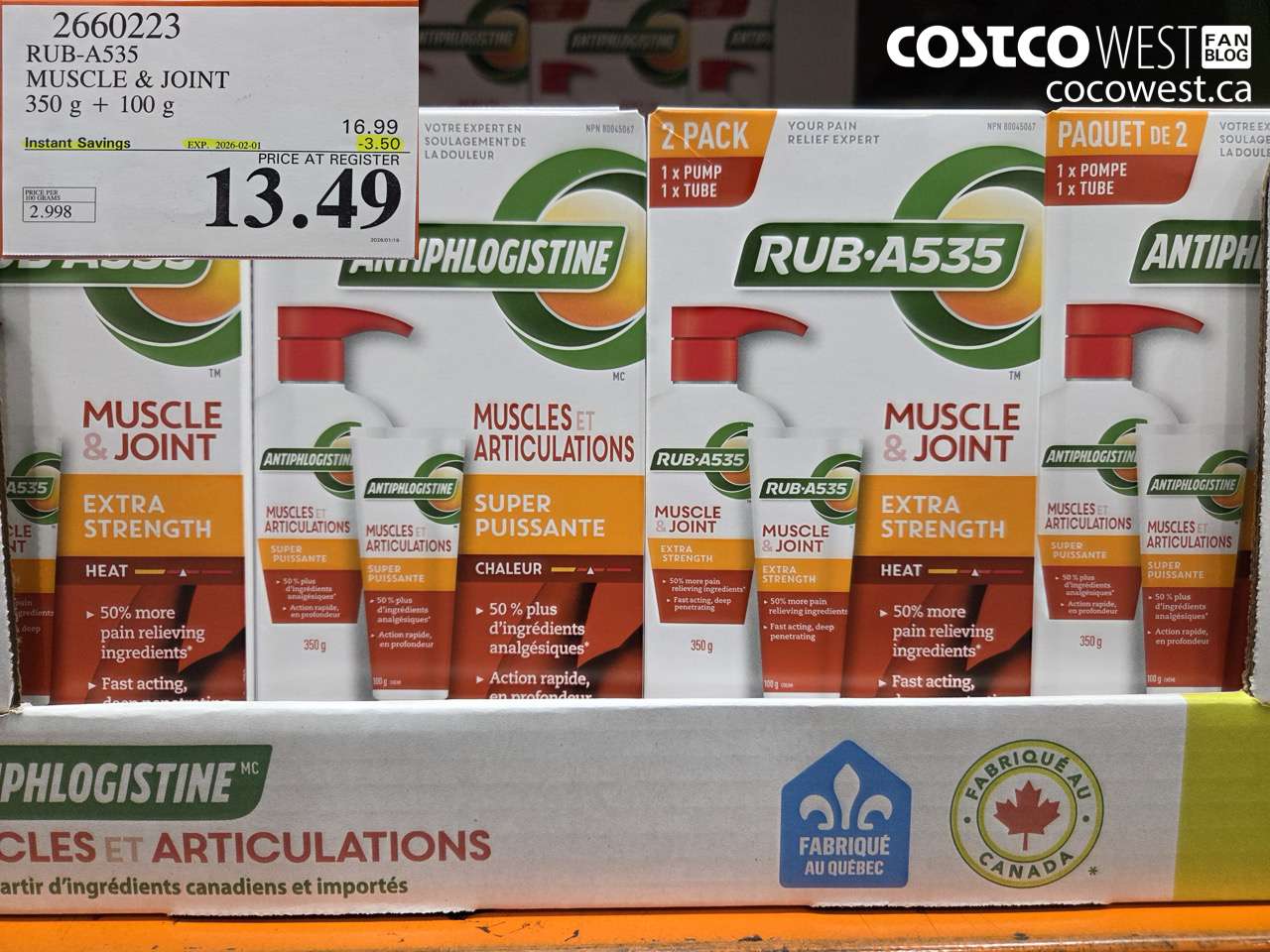 2660223 RUB-A535 MUSCLE & JOINT 350G + 100G ($3.50 INSTANT SAVINGS EXPIRES ON 2026-02-01) $13.49