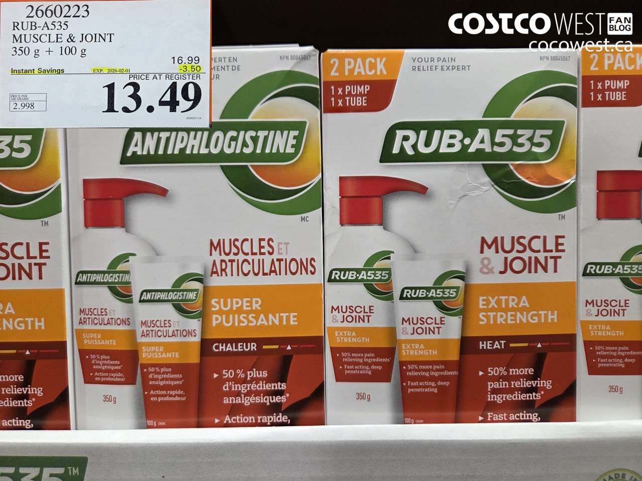 2660223 RUB-A535 MUSCLE & JOINT 350G + 100G ($3.50 INSTANT SAVINGS EXPIRES ON 2026-02-01) $13.49