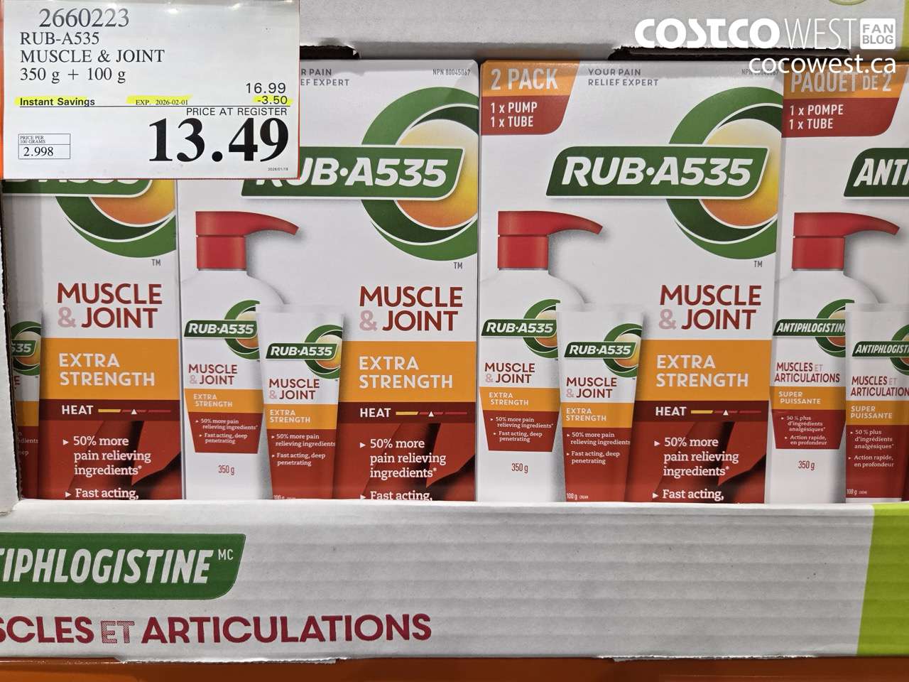 2660223 RUB-A535 MUSCLE & JOINT 350G + 100G ($3.50 INSTANT SAVINGS EXPIRES ON 2026-02-01) $13.49