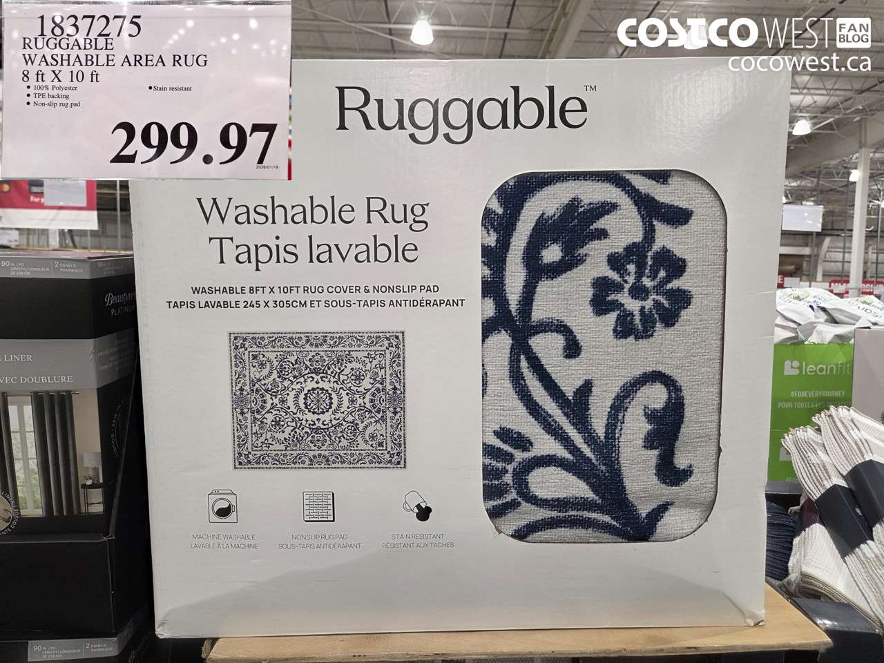 1837275 RUGGABLE WASHABLE AREA RUG 8 ft x 10 ft  $299.97