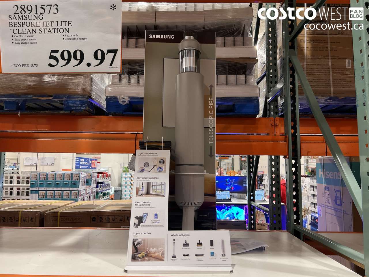 2891573 SAMSUNG BESPOKE JET LITE CLEAN STATION $599.97