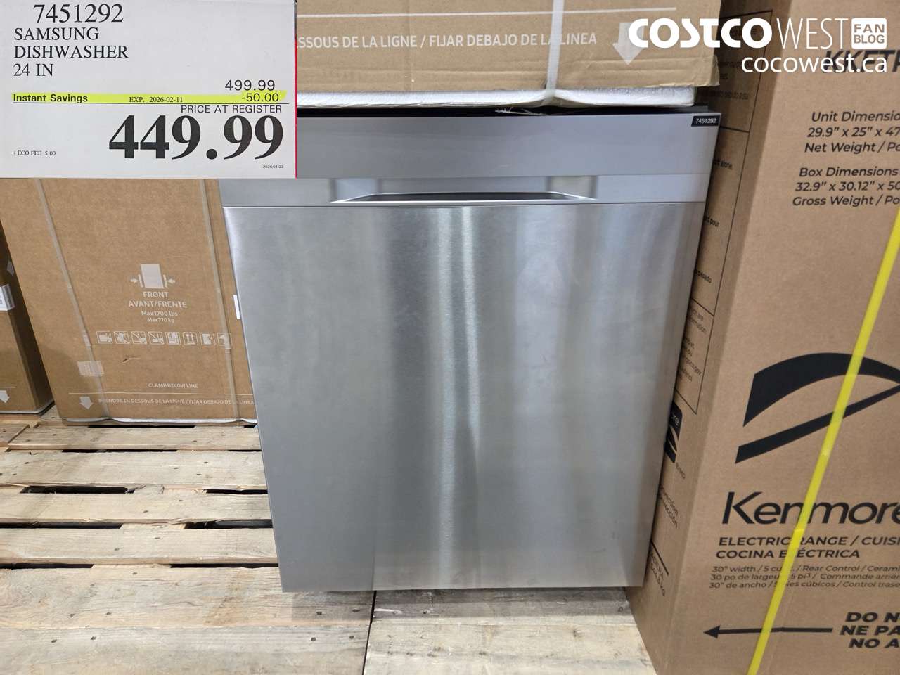 7451292 SAMSUNG DISHWASHER 24IN  ($50.00 INSTANT SAVINGS EXPIRES ON 2026-02-11) $449.99