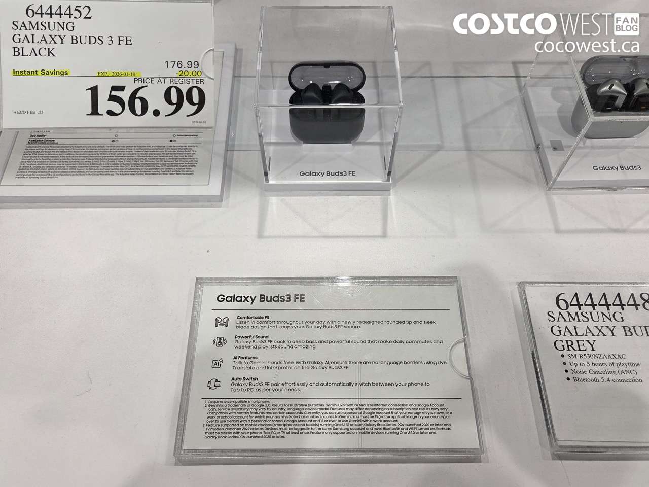 6444452 SAMSUNG GALAXY BUDS 3 FE BLACK ($20.00 INSTANT SAVINGS EXPIRES ON 2026-01-18) $156.99