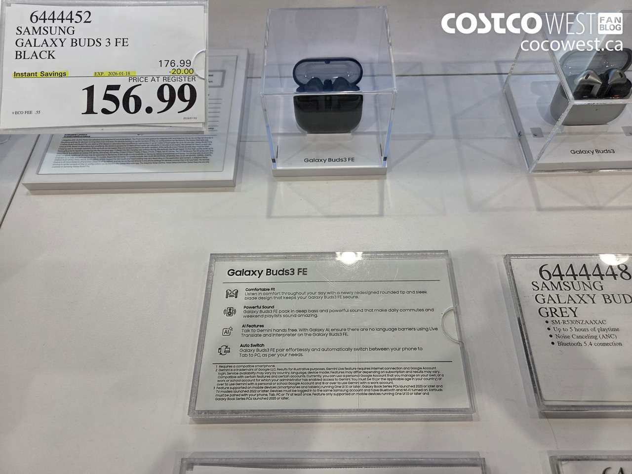 6444452 SAMSUNG GALAXY BUDS 3 FE BLACK ($20.00 INSTANT SAVINGS EXPIRES ON 2026-01-18) $156.99