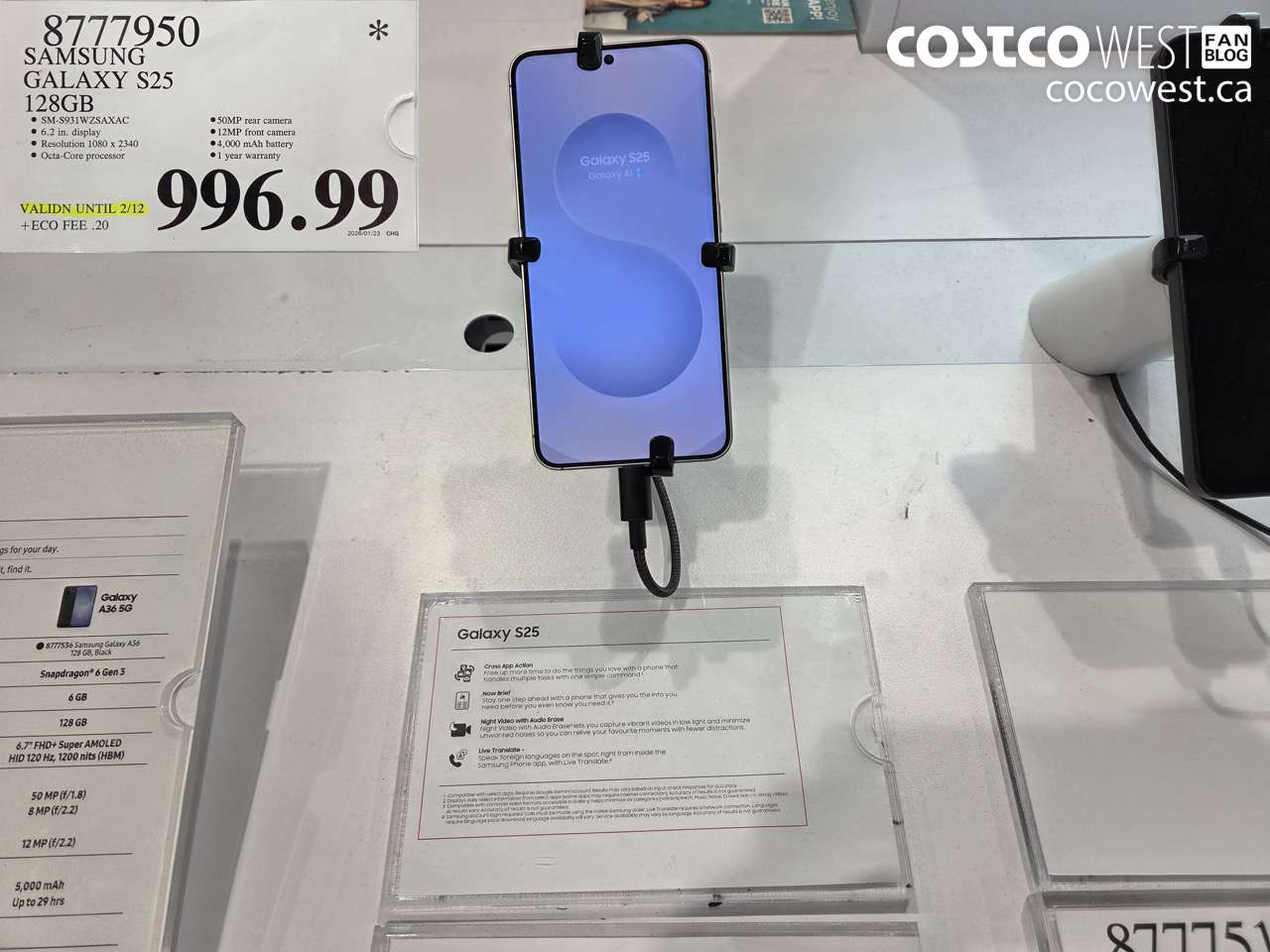 8777950 SAMSUNG GALAXY S25 128GB (EXPIRES ON 2026-02-12) $996.99