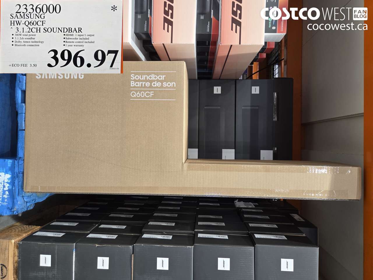 2336000 SAMSUNG HW-Q60CF 3.1.2CH SOUNDBAR $396.97