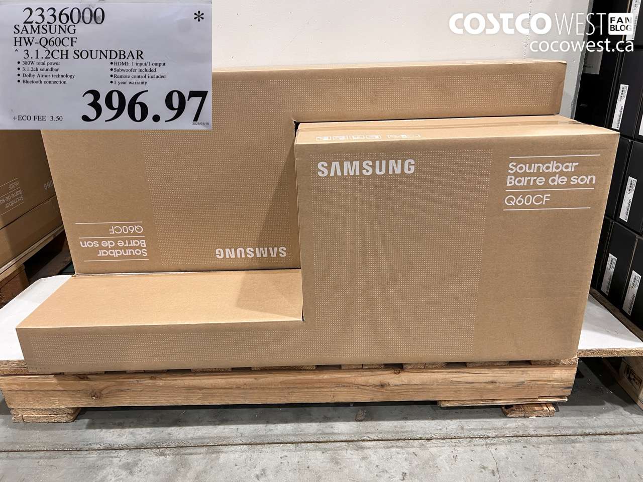2336000 SAMSUNG HW-Q60CF 3.1.2CH SOUNDBAR $396.97