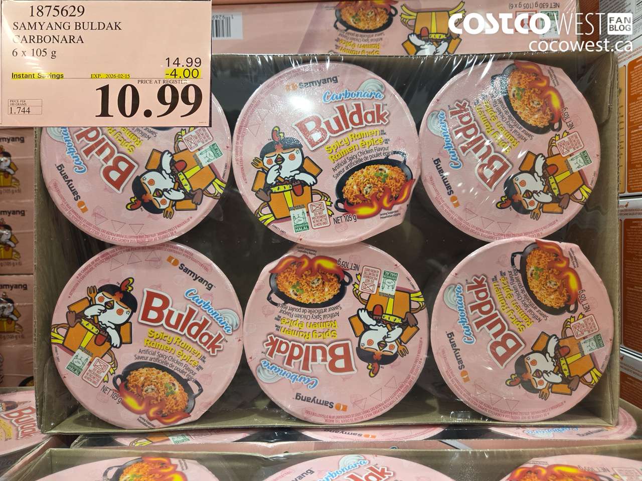 1875629 SAMYANG BULDAK CARBONARA 6 x 105 g ($4.00 INSTANT SAVINGS EXPIRES ON 2026-02-15) $10.99