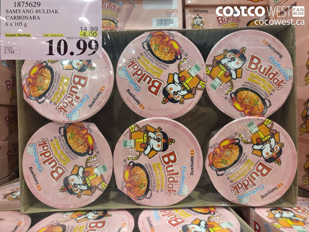 1875629 SAMYANG BULDAK CARBONARA 6 x 105 g ($4.00 INSTANT SAVINGS EXPIRES ON 2026-02-15) $10.99