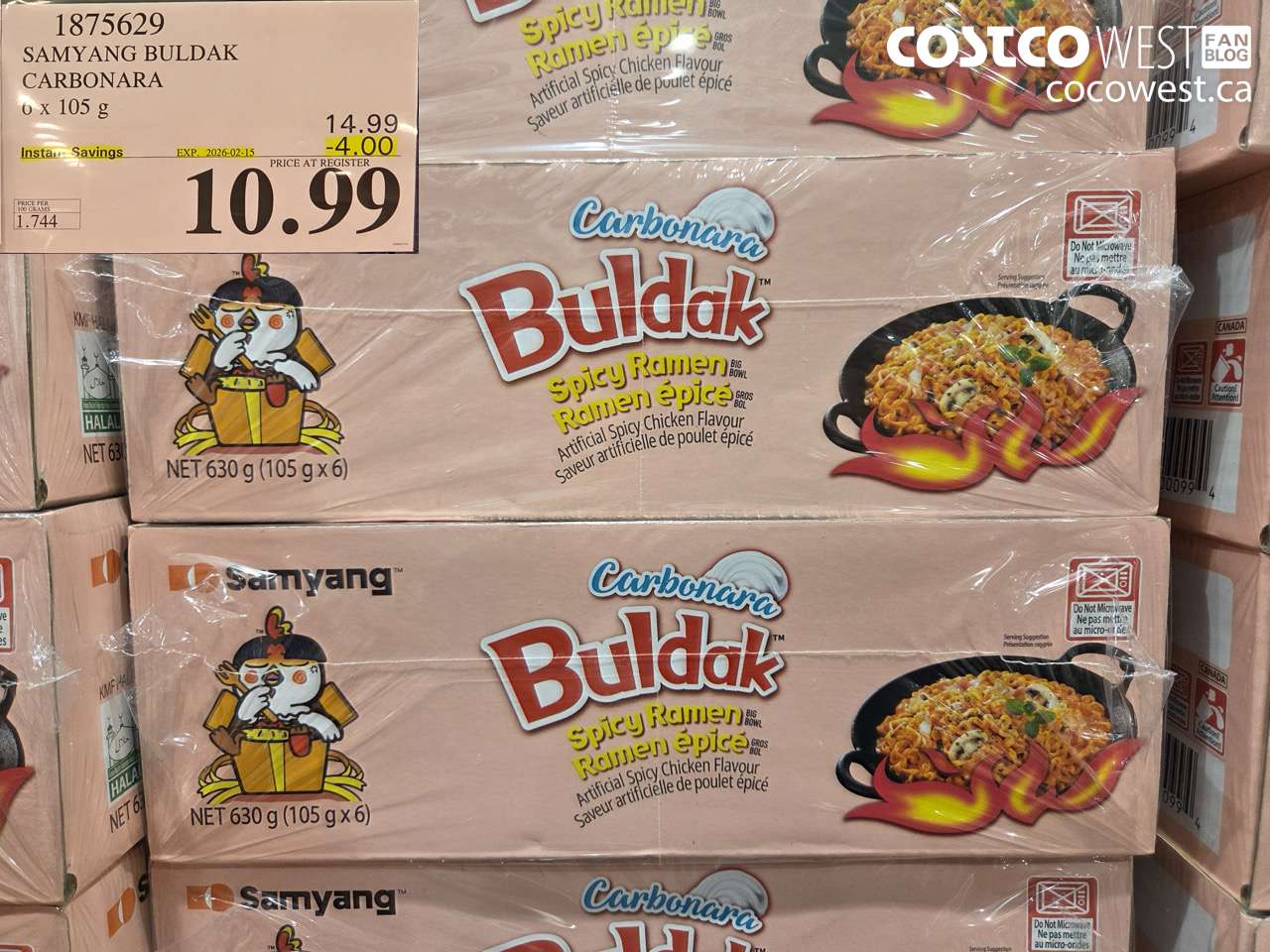 1875629 SAMYANG BULDAK CARBONARA 6 x 105 g ($4.00 INSTANT SAVINGS EXPIRES ON 2026-02-15) $10.99