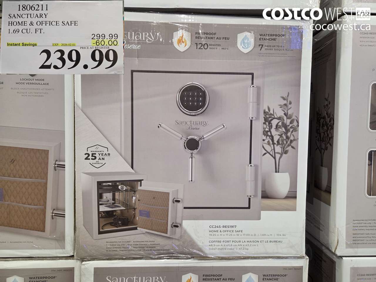 1806211 SANCTUARY HOME & OFFICE SAFE 1.69 CU FT ($60.00 INSTANT SAVINGS EXPIRES ON 2026-02-01) $239.99