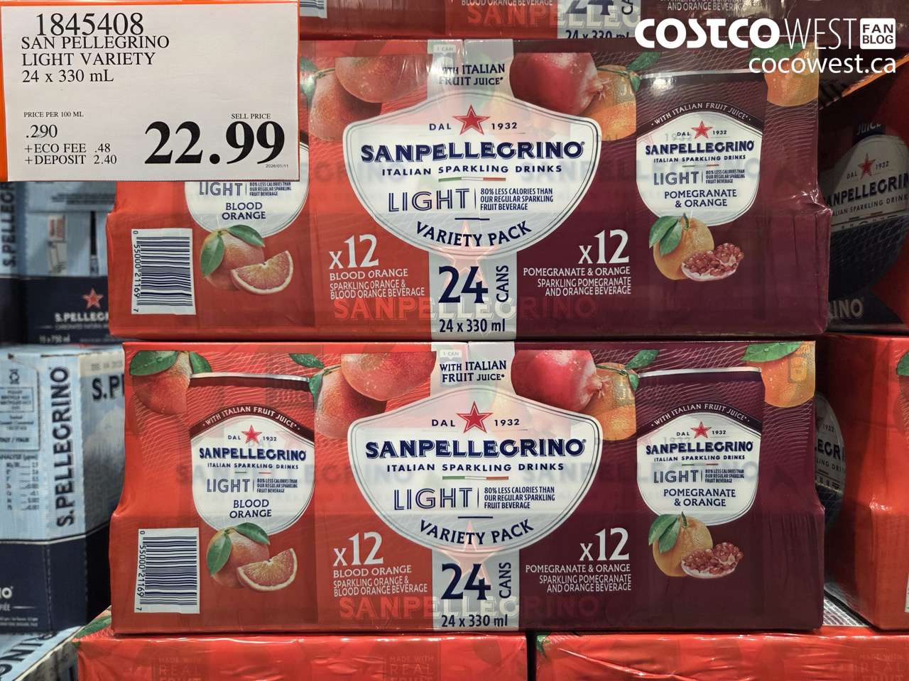 1845408 SAN PELLEGRINO LIGHT VARIETY 24 X 330ML $22.99