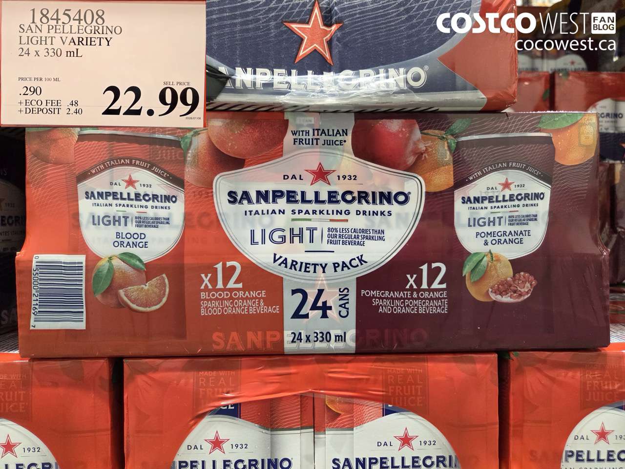 1845408 SAN PELLEGRINO LIGHT VARIETY 24 X 330ML $22.99