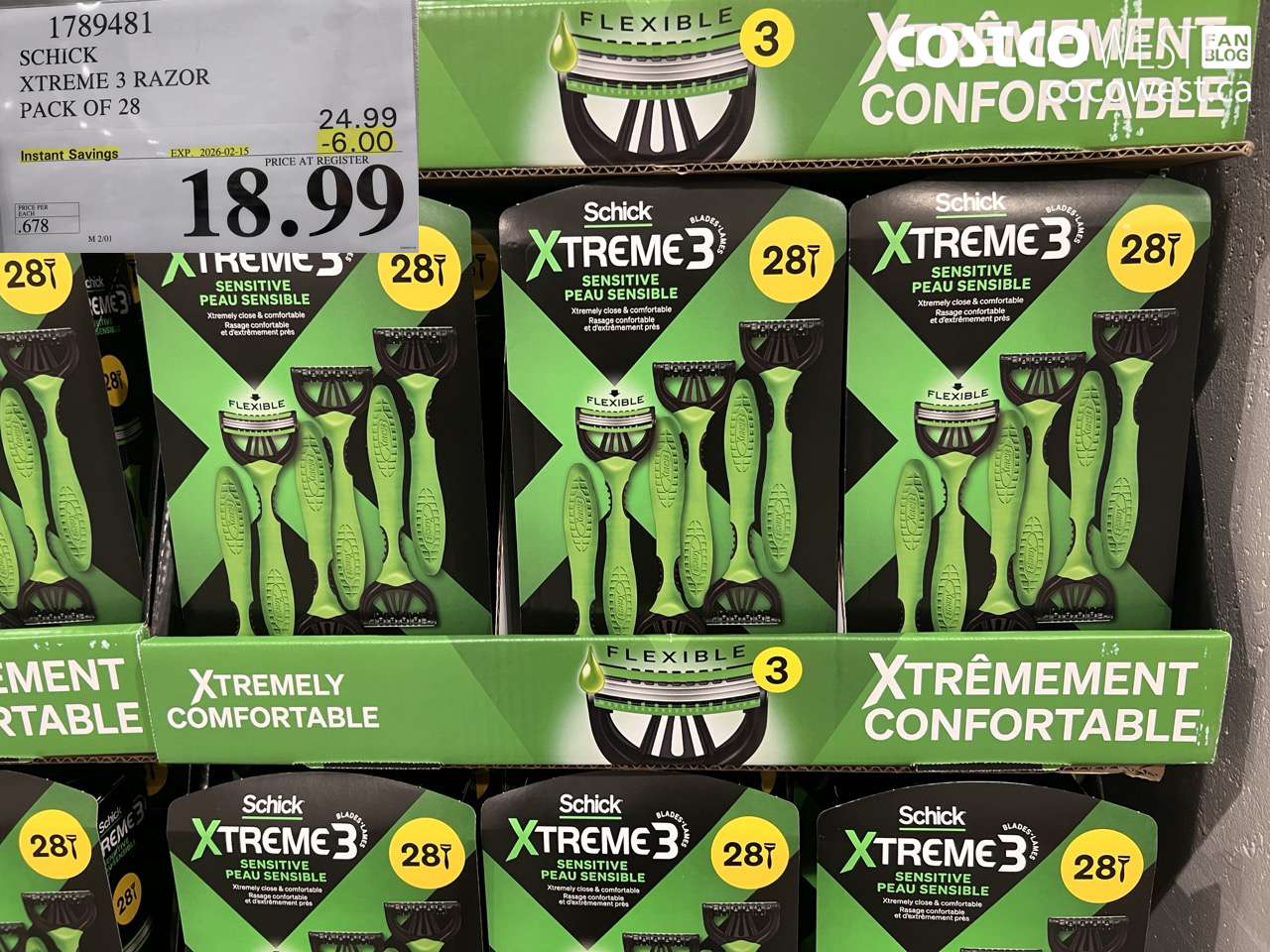 1789481 SCHICK XTREME 3 RAZOR PACK OF 28 ($6.00 INSTANT SAVINGS EXPIRES ON 2026-02-15) $18.99