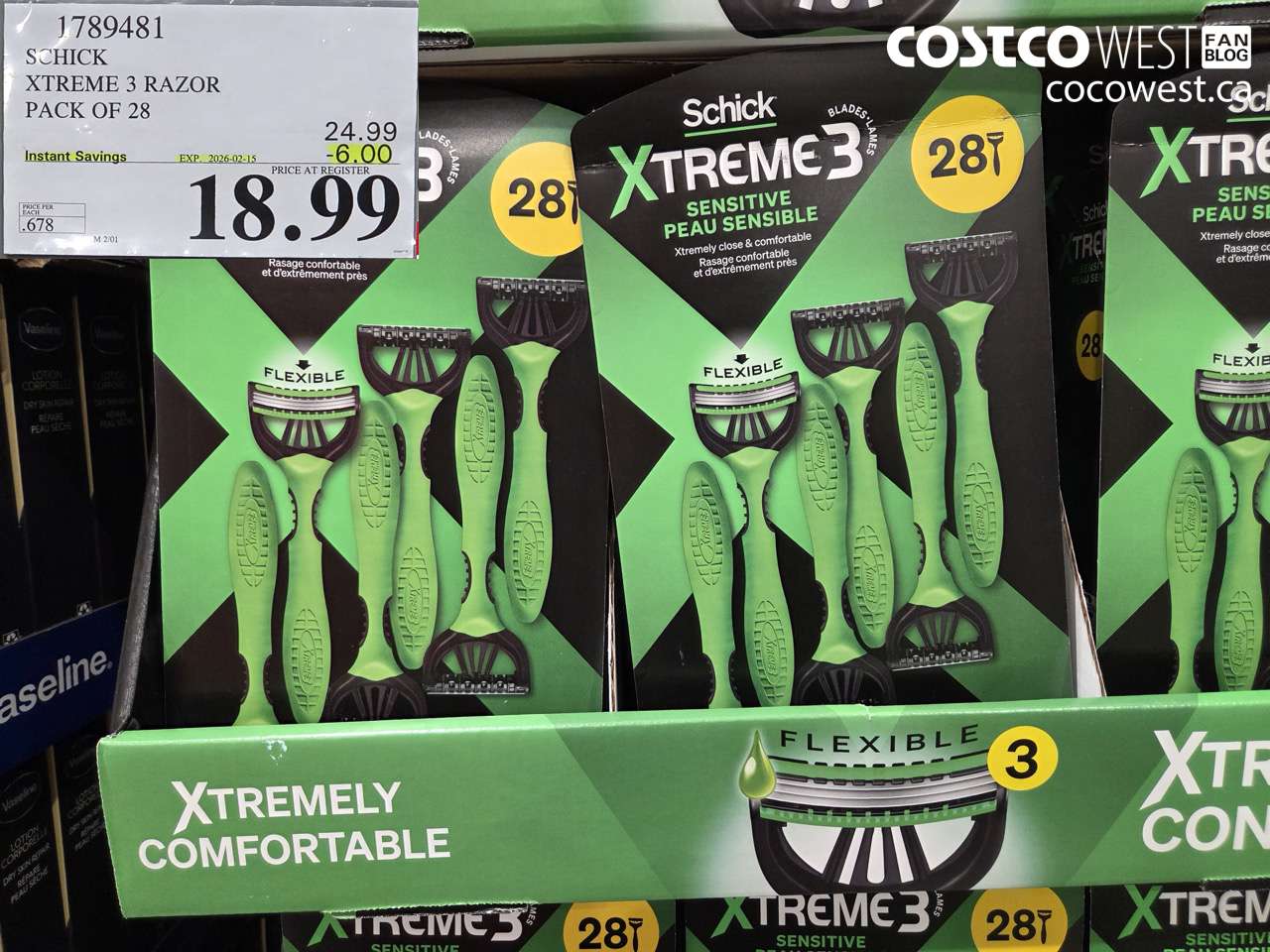 1789481 SCHICK XTREME 3 RAZOR PACK OF 28 ($6.00 INSTANT SAVINGS EXPIRES ON 2026-02-15) $18.99
