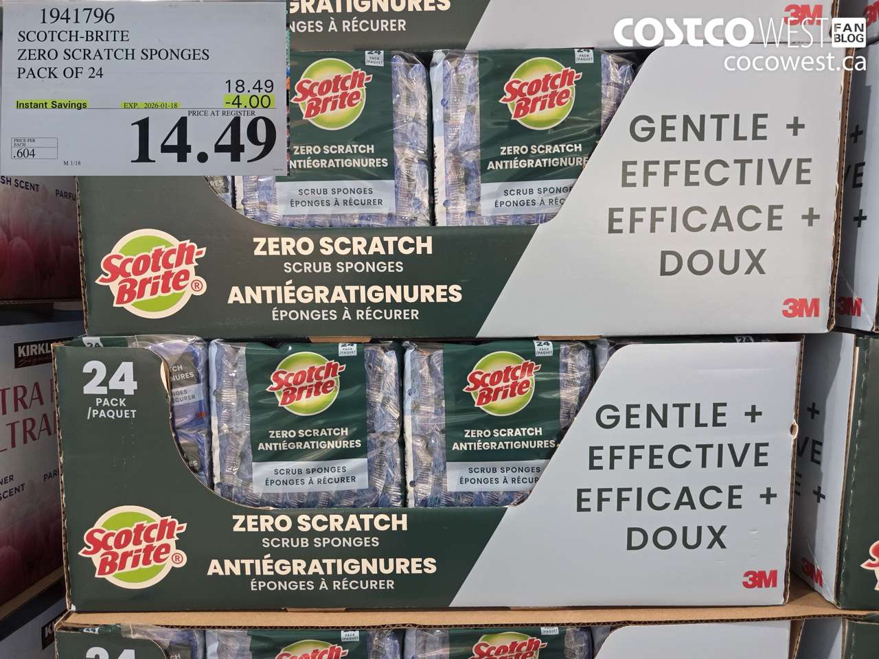 1941796 SCOTCH-BRITE ZERO SCRATCH SPONGES PACK OF 24 ($4.00 INSTANT SAVINGS EXPIRES ON 2026-01-18) $14.49