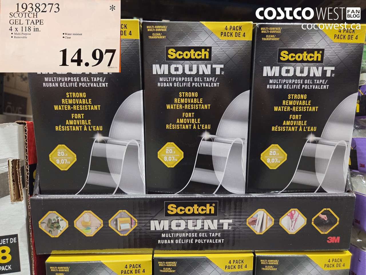 1938273 SCOTCH GEL TAPE 4 x 118 in. $14.97