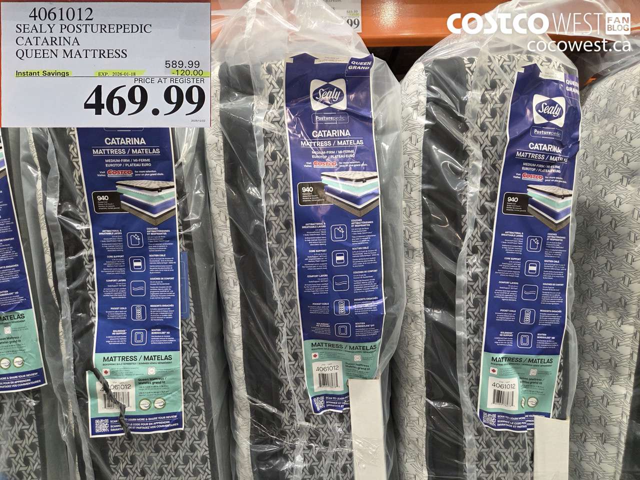 4061012 SEALY POSTUREPEDIC CATARINA QUEEN MATTRESS ($120.00 INSTANT SAVINGS EXPIRES ON 2026-01-18) $469.99