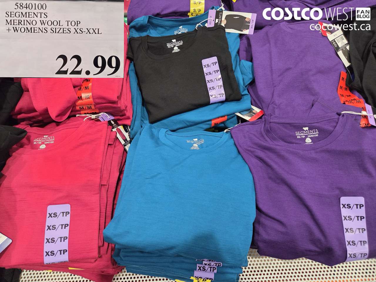 5840100 SEGMENTS MERINO WOOL TOP LADIES SIZES XS-XXL $22.99