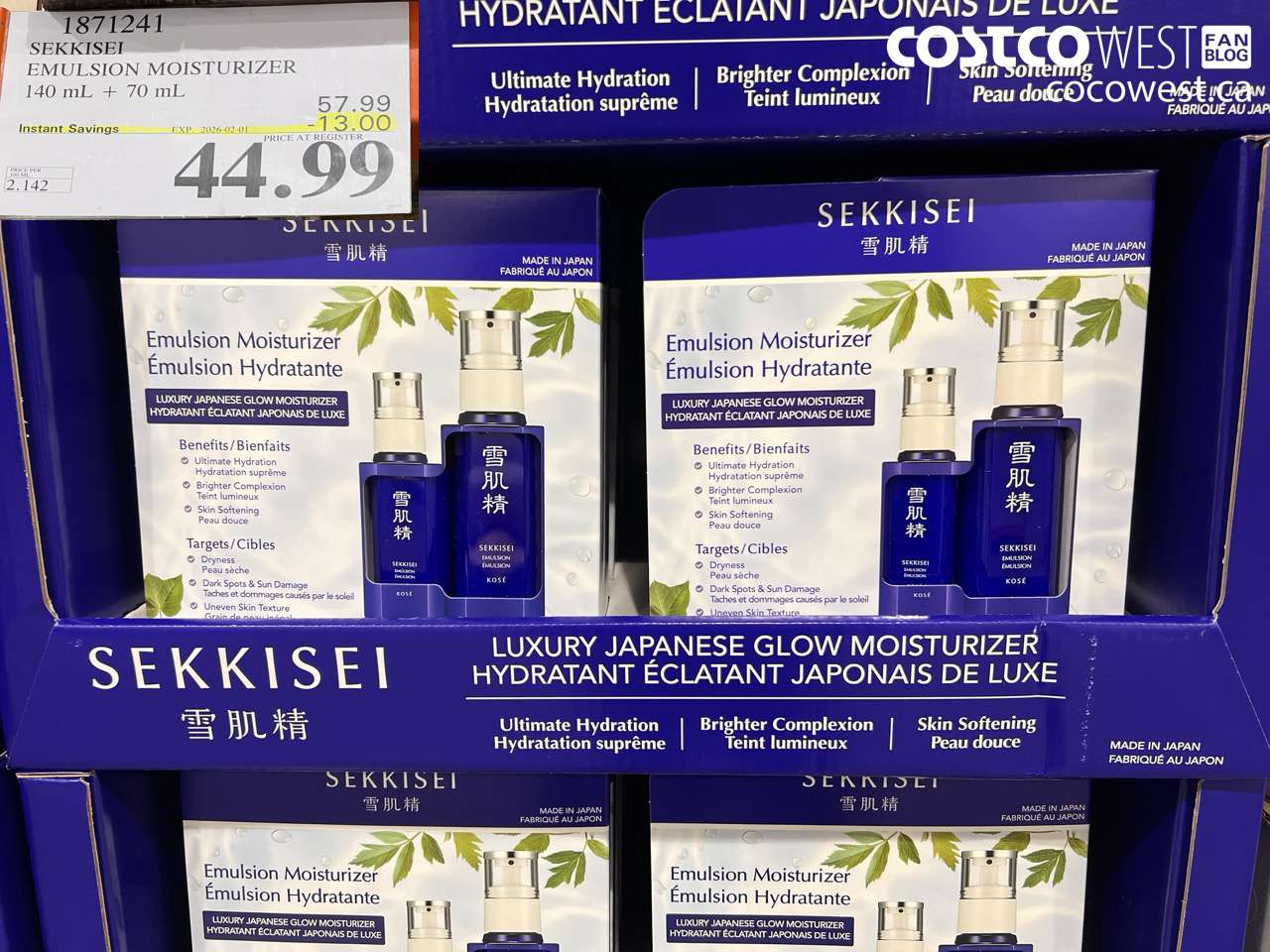 1871241 SEKKISEI EMULSION MOISTURIZER 140 mL + 70 mL ($13.00 INSTANT SAVINGS EXPIRES ON 2026-02-01) $44.99