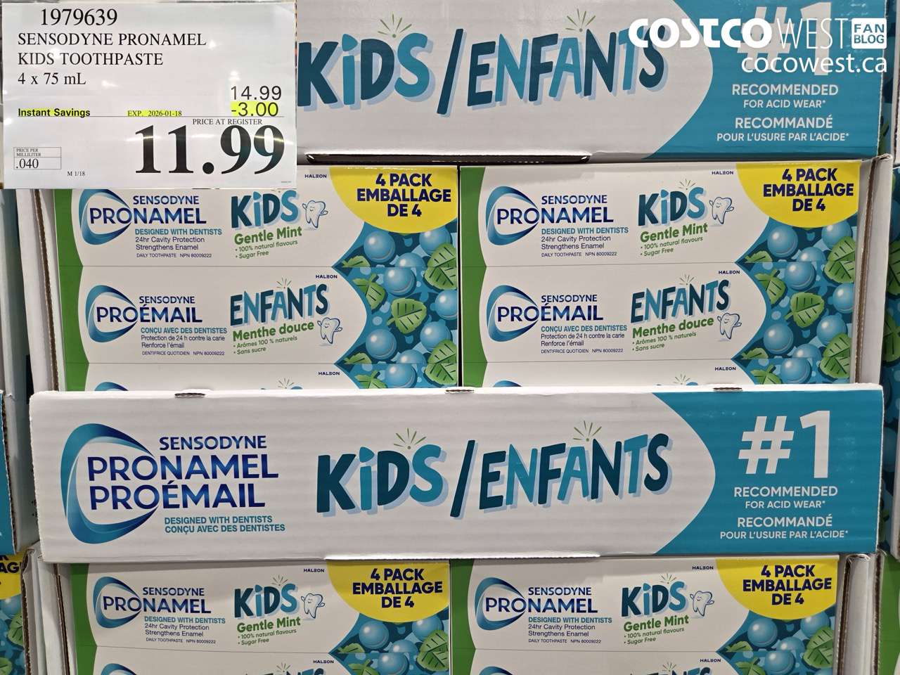 1979639 SENSODYNE PRONAMEL KIDS TOOTHPASTE 4 X 75ML ($3.00 INSTANT SAVINGS EXPIRES ON 2026-01-18) $11.99