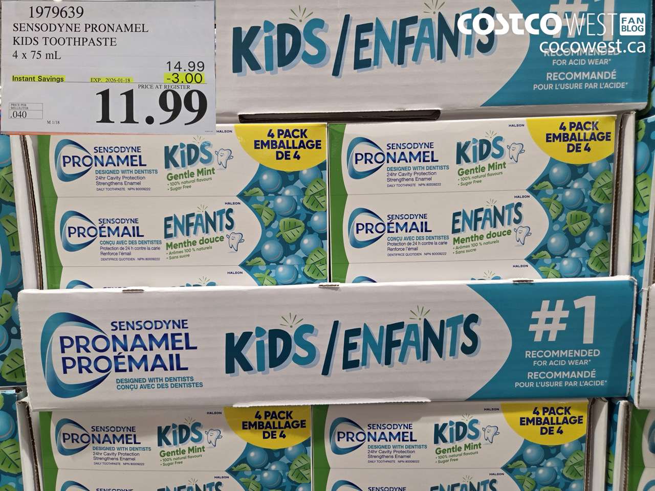 1979639 SENSODYNE PRONAMEL KIDS TOOTHPASTE 4 X 75ML ($3.00 INSTANT SAVINGS EXPIRES ON 2026-01-18) $11.99