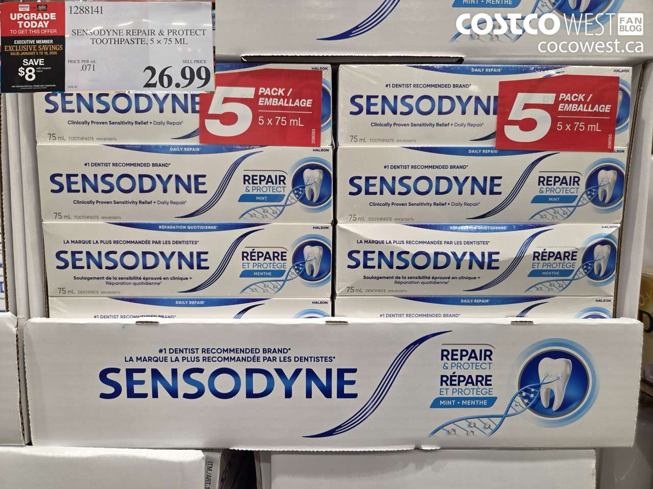 1288141 SENSODYNE TOOTHPASTE REPAIR & PROTECT 5 X 75ML ($8.00 INSTANT SAVINGS EXPIRES ON 2026-01-18) $18.99