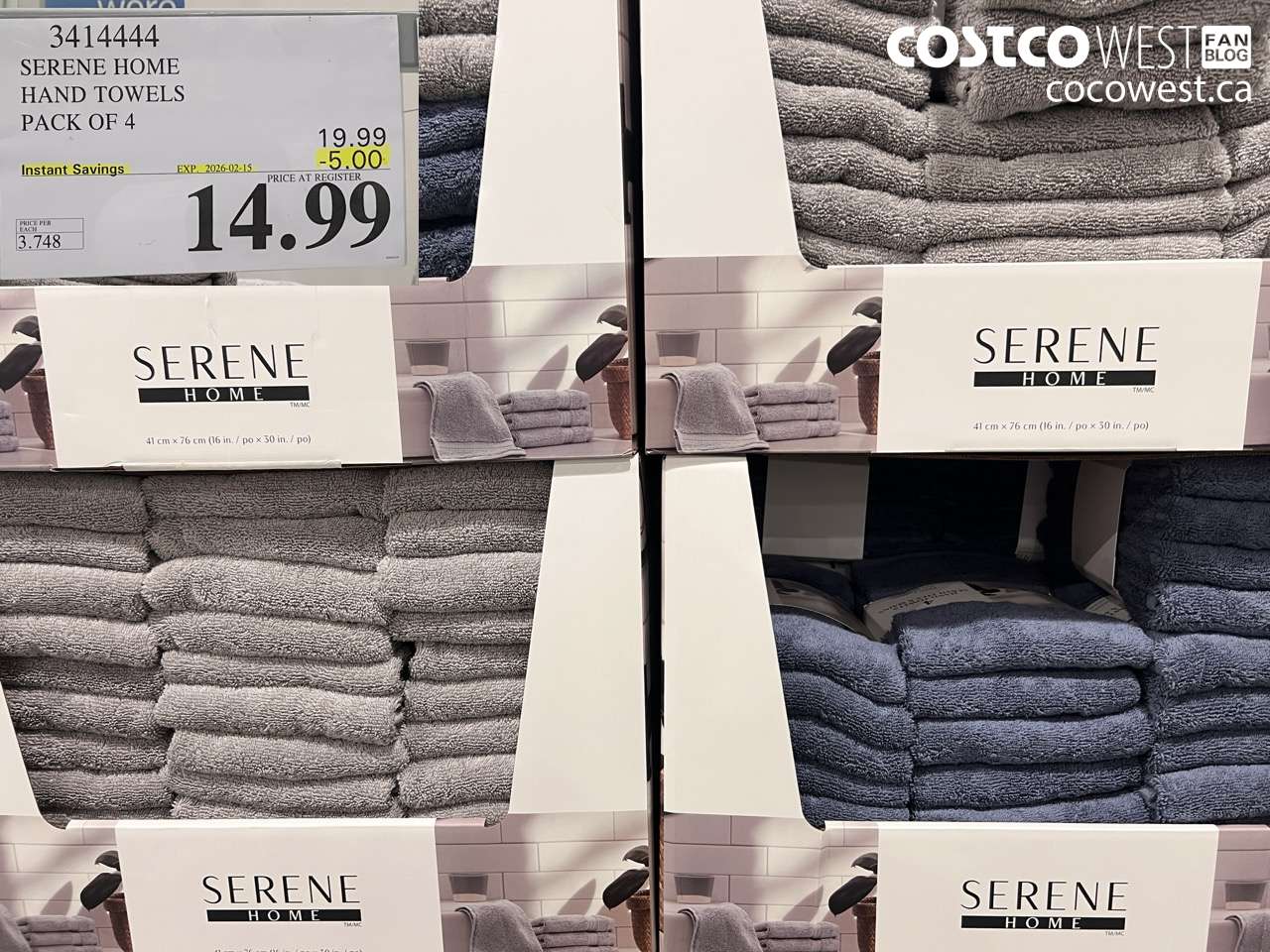 3414444 SERENE HOME COTTON HAND TOWELS 16