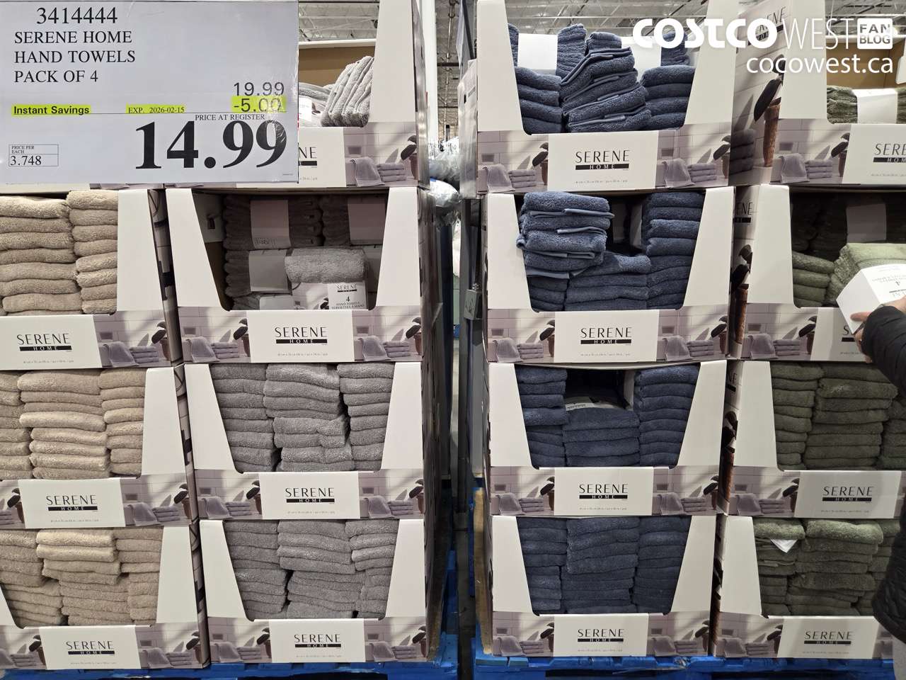 3414444 SERENE HOME COTTON HAND TOWELS 16