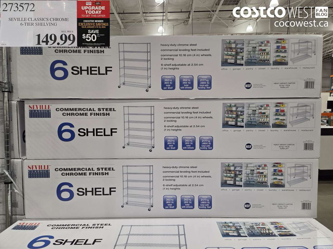 273572 SEVILLE CLASSICS CHROME SHELVING 6 SHELVES ($50.00 INSTANT SAVINGS EXPIRES ON 2026-01-18) $99.99