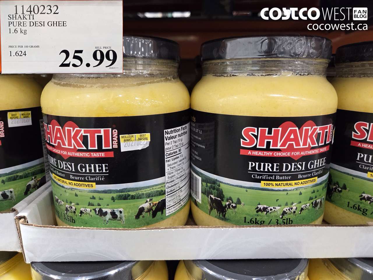 1140232 SHAKTI PURE DESI GHEE 1.6KG $25.99