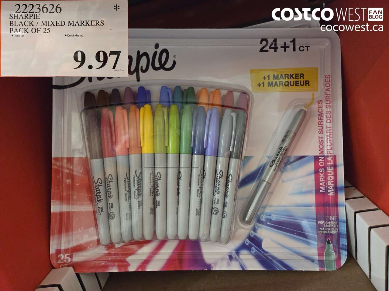 2223626 SHARPIE BLACK / MIXED MARKERS PACK OF 25 $9.97