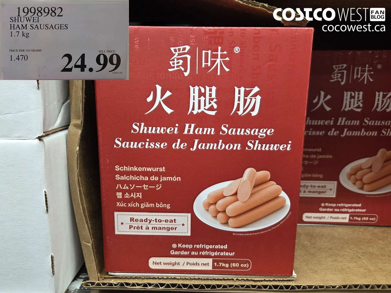 1998982 SHUWEI HAM SAUSAGES 1.7 kg $24.99