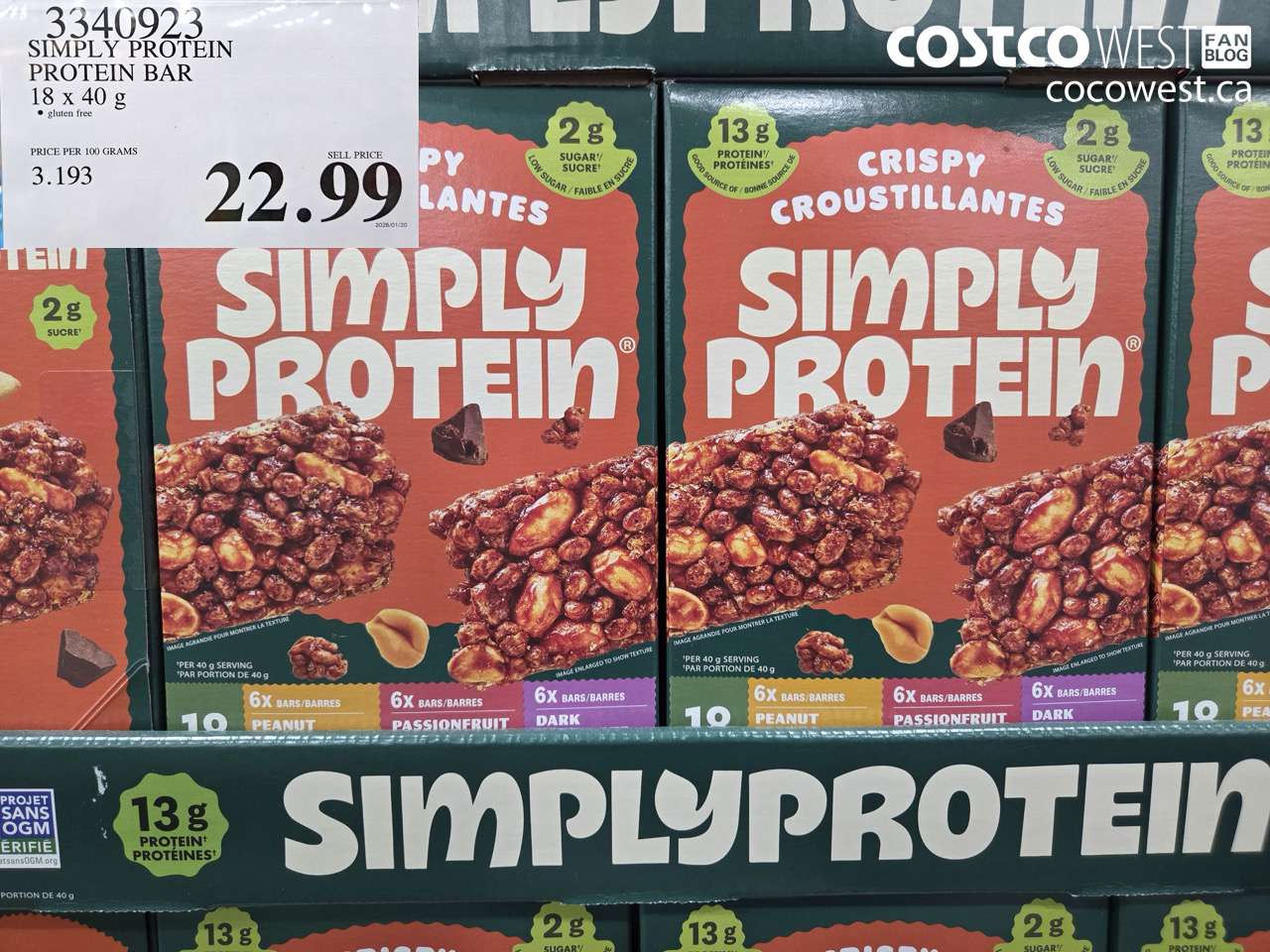 3340923 SIMPLY PROTEIN PROTEIN BAR 18 x 40 g $22.99
