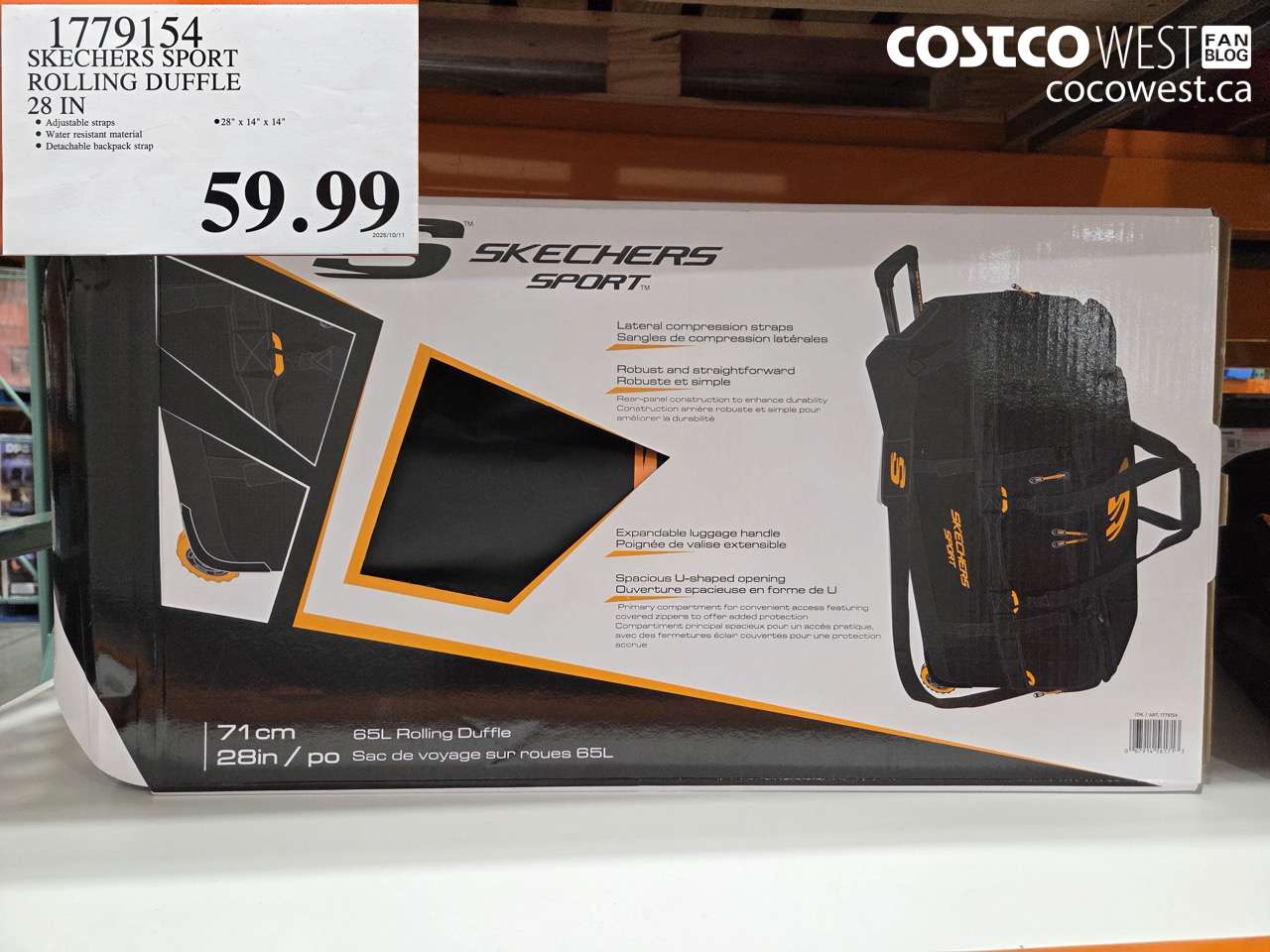 1779154 SKECHERS SPORT ROLLING DUFFLE 28 IN $59.99