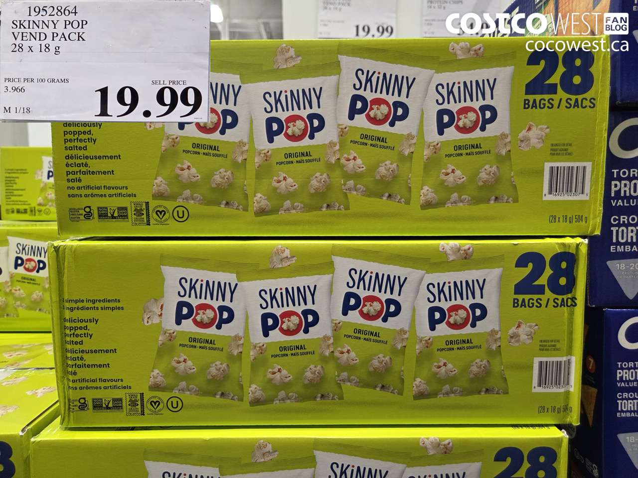 1952864 SKINNY POP VEND PACK 28 X 18G $19.99