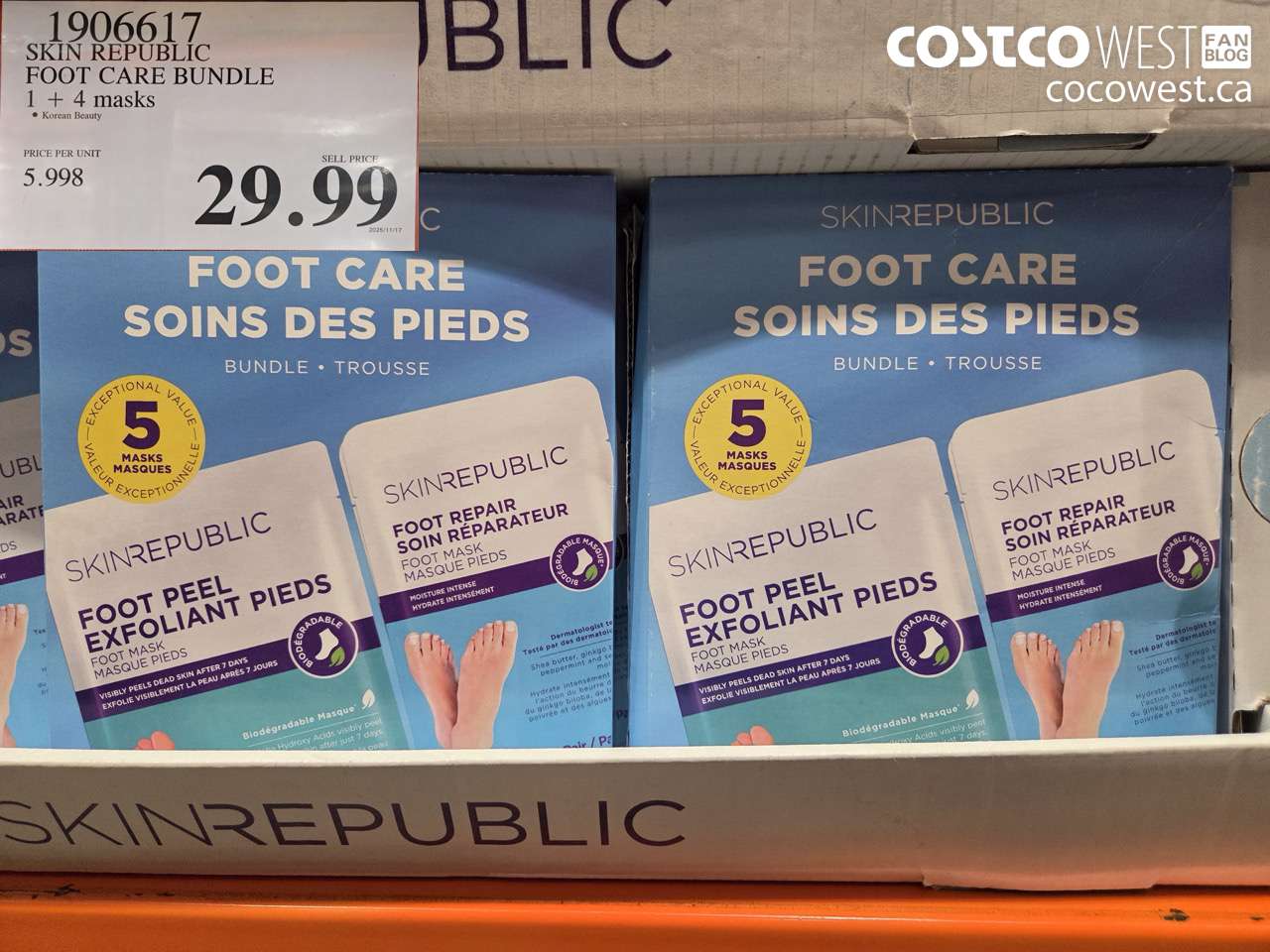 1906617 SKIN REPUBLIC FOOT CARE BUNDLE 1 + 4 MASKS $29.99