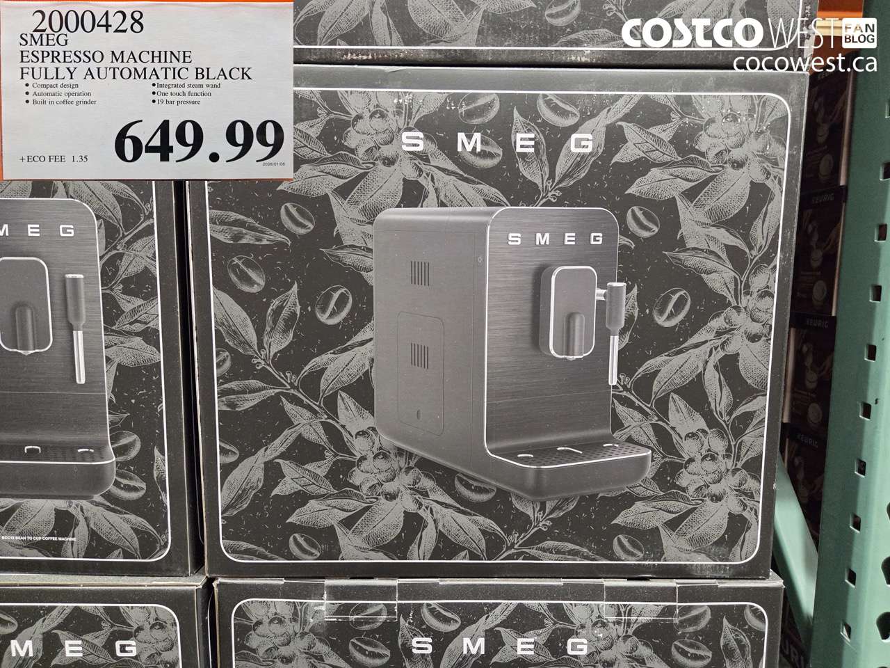 2000428 SMEG ESPRESSO MACHINE FULLY AUTOMATIC BLACK $649.99