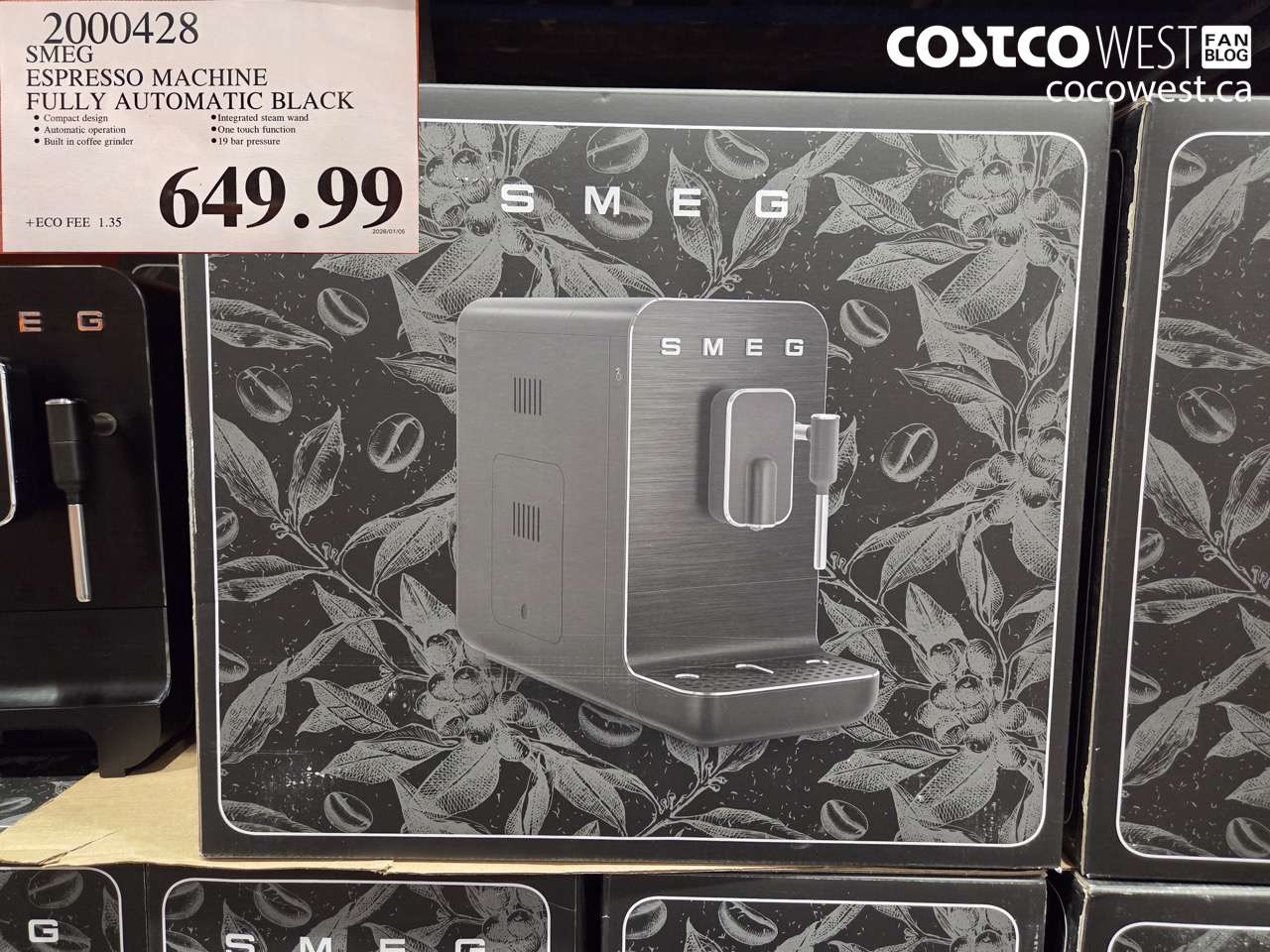 2000428 SMEG ESPRESSO MACHINE FULLY AUTOMATIC BLACK $649.99