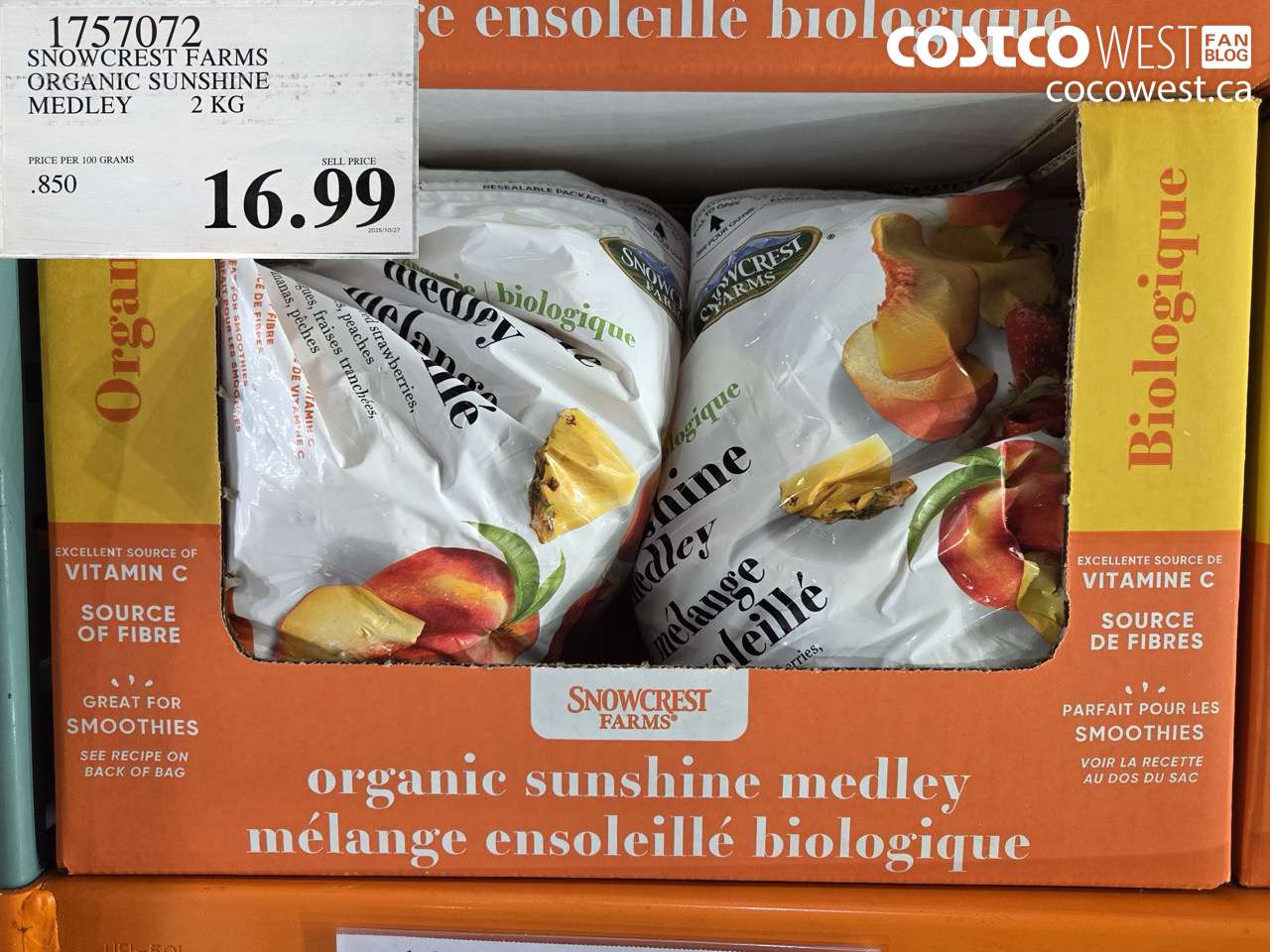 1757072 SNOWCREST FARMS ORG SUNSHINE MEDLEY 2 KG $16.99