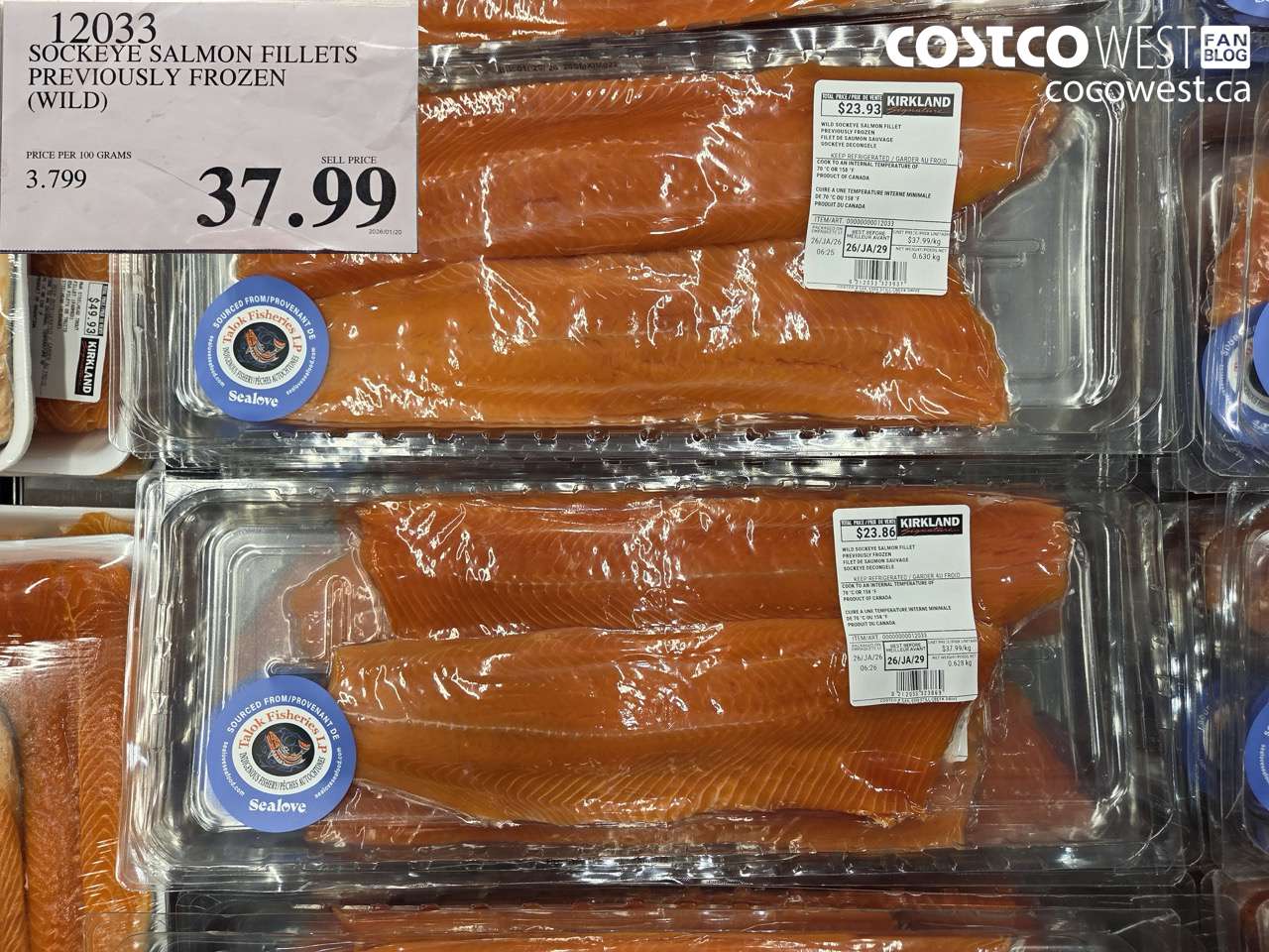 12033 SOCKEYE SALMON FILLETS PREVIOUSLY FROZEN (WILD) $37.99