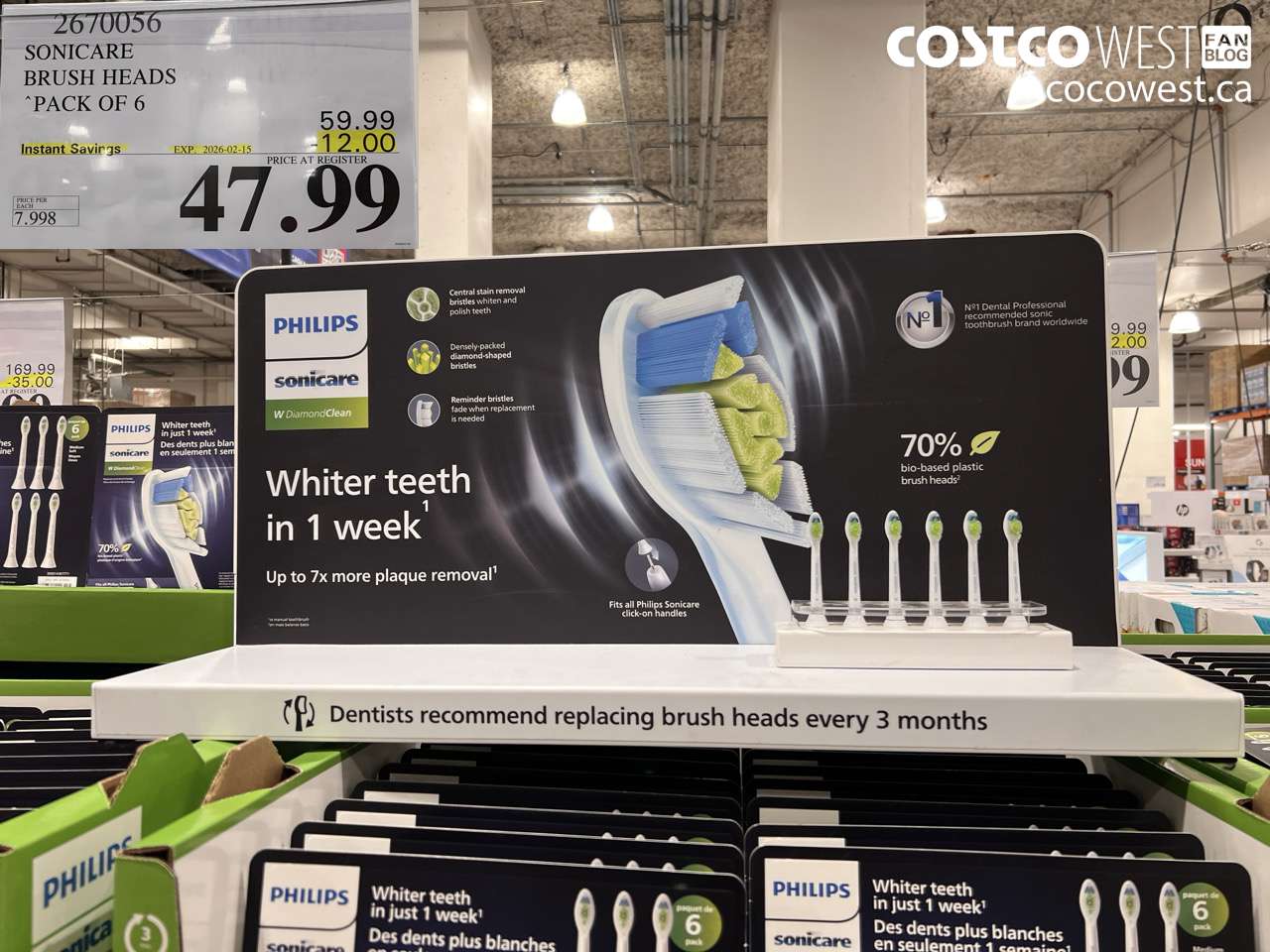 2670056 SONICARE BRUSH HEADS PACK OF 6 ($12.00 INSTANT SAVINGS EXPIRES ON 2026-02-15) $47.99