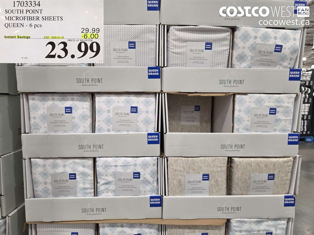 1703334 SOUTH POINT MICROFIBER SHEETS QUEEN 6PC ($6.00 INSTANT SAVINGS EXPIRES ON 2026-01-18) $23.99