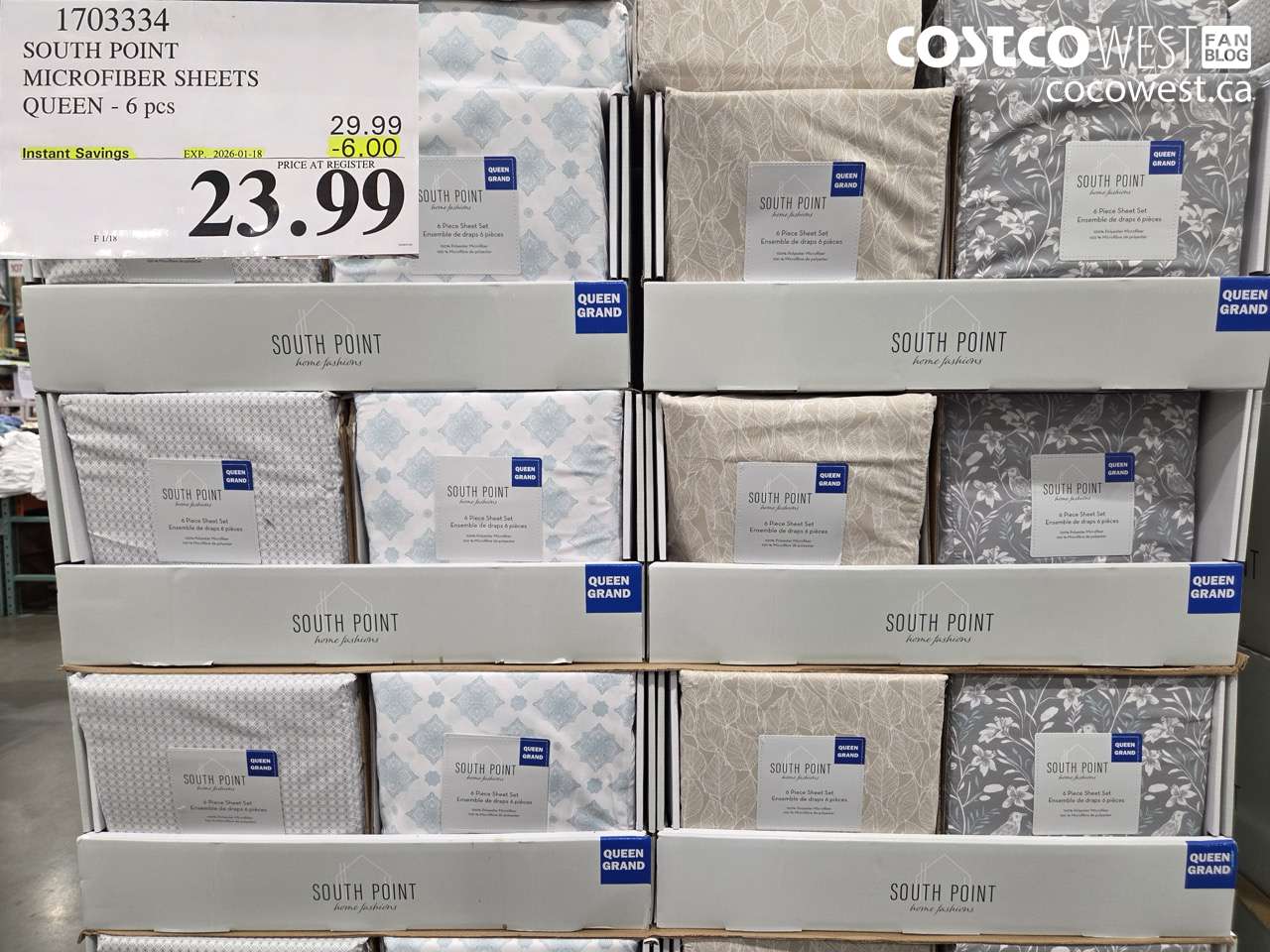 1703334 SOUTH POINT MICROFIBER SHEETS QUEEN 6PC ($6.00 INSTANT SAVINGS EXPIRES ON 2026-01-18) $23.99