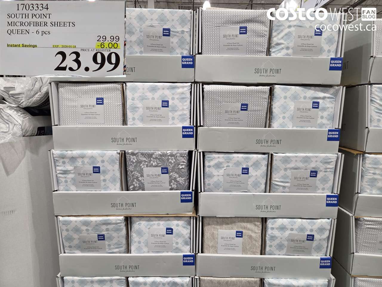 1703334 SOUTH POINT MICROFIBER SHEETS QUEEN 6PC ($6.00 INSTANT SAVINGS EXPIRES ON 2026-01-18) $23.99