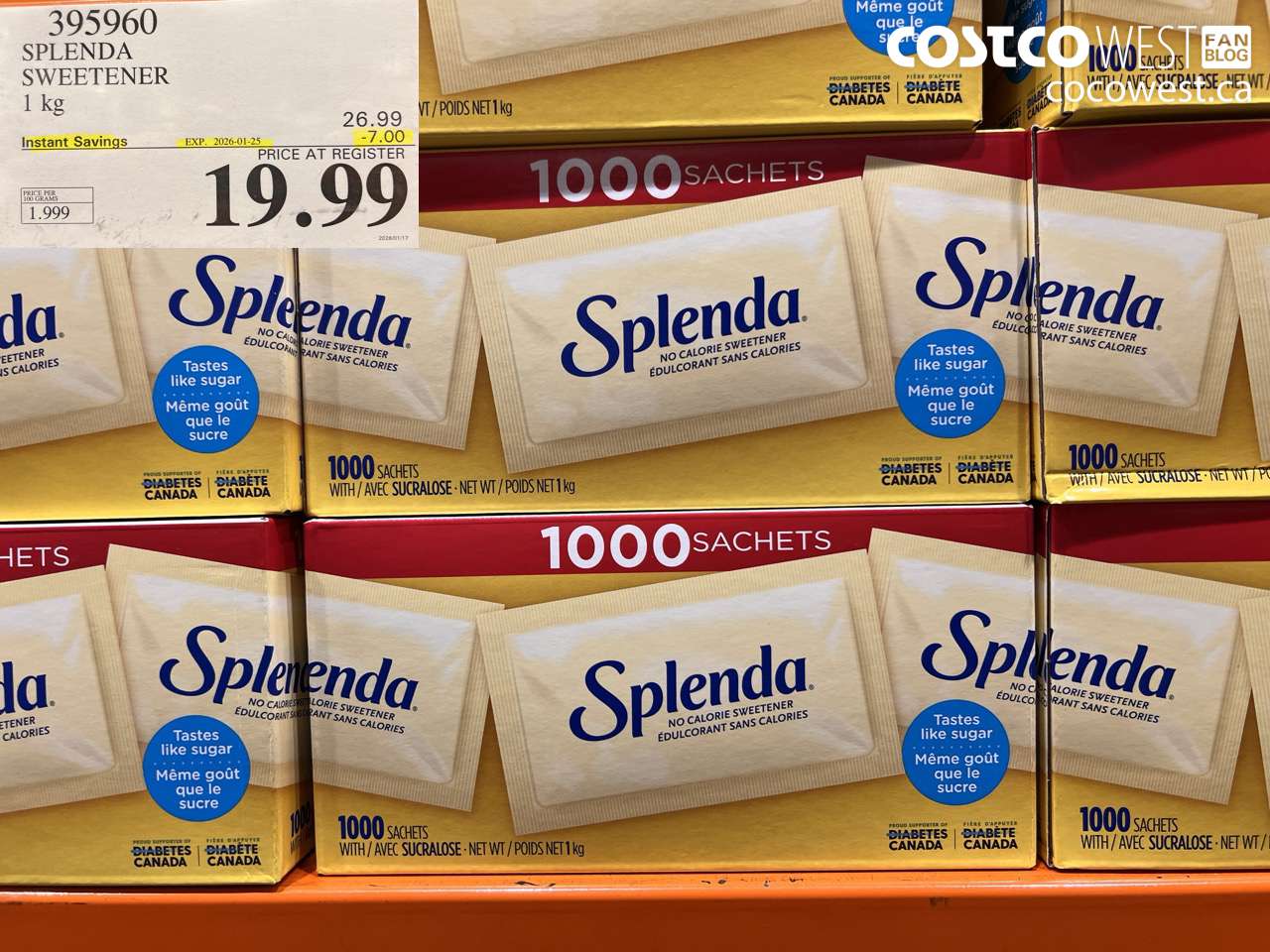 395960 SPLENDA SWEETENER 1000 PACKETS ($7.00 INSTANT SAVINGS EXPIRES ON 2026-01-25) $19.99